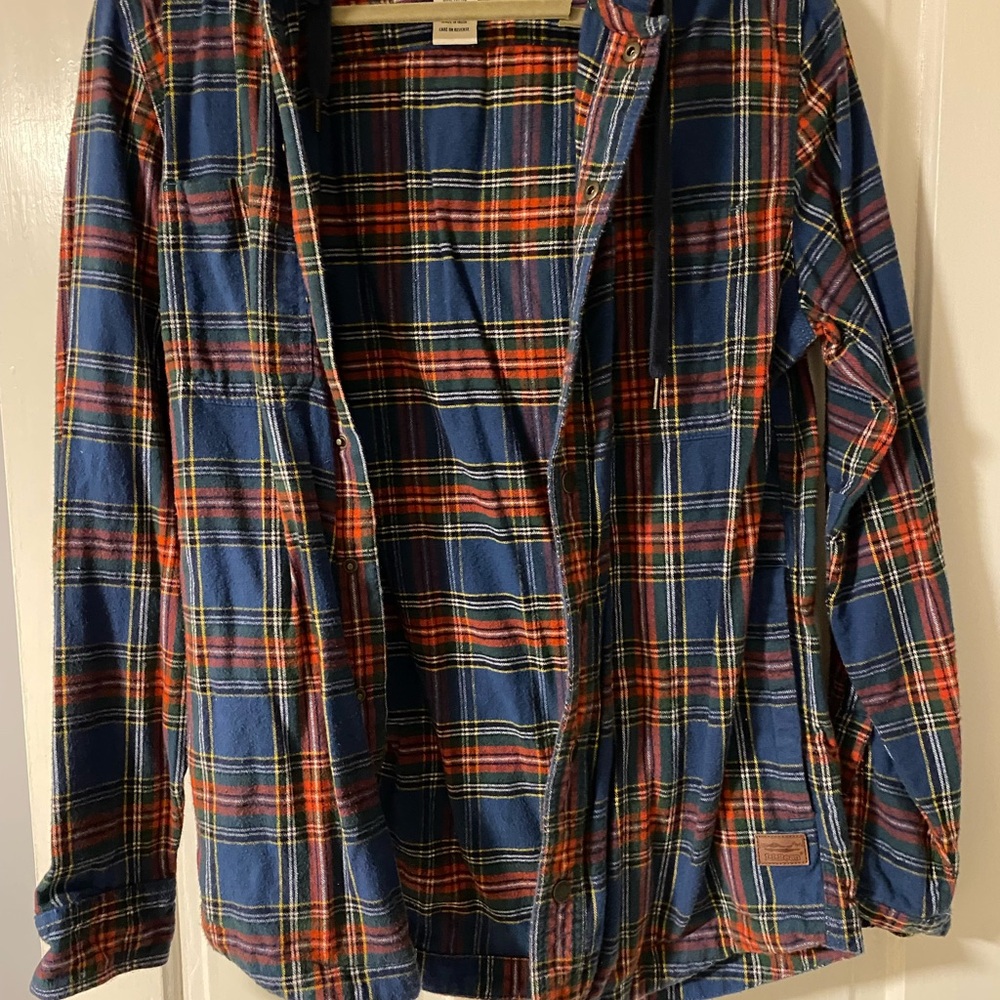 LL Bean Hooded plaid button down